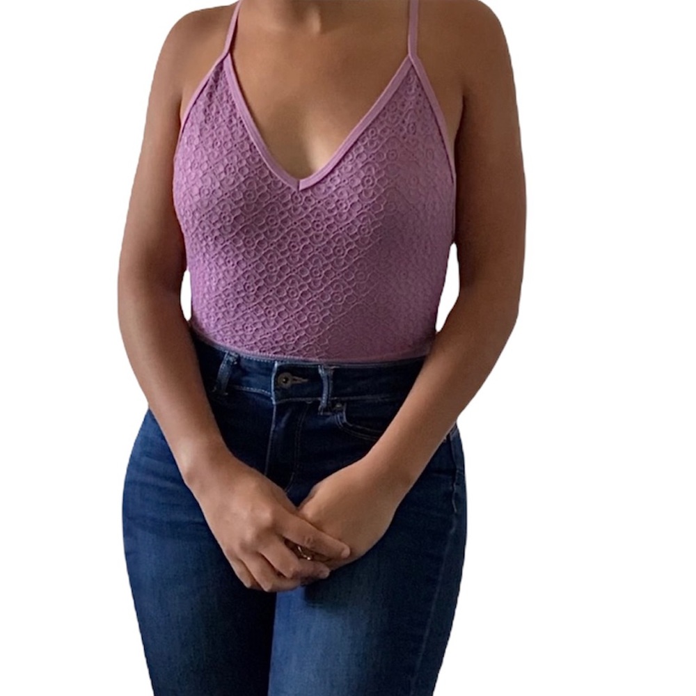 LLD Dark Dusty Rose Geo Lace Bustier Bodysuit